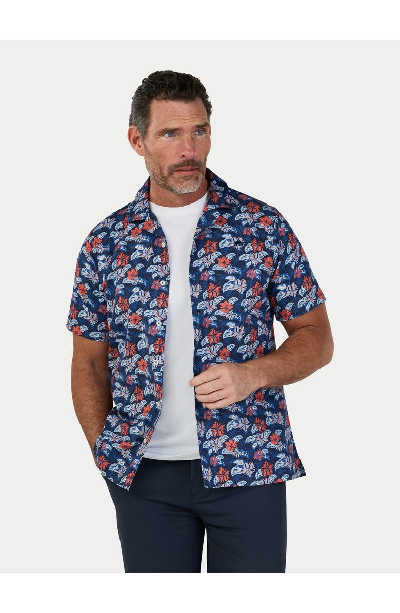 Raging Bull Hawaii Floral Short Sleeve Shirt, Alternate, color, Navy