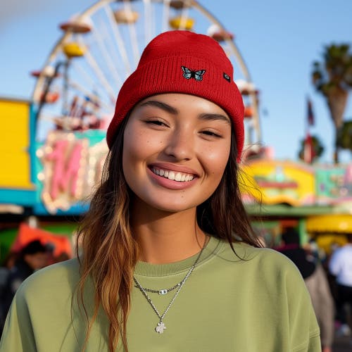 Dalix Butterfly Beanie In Red