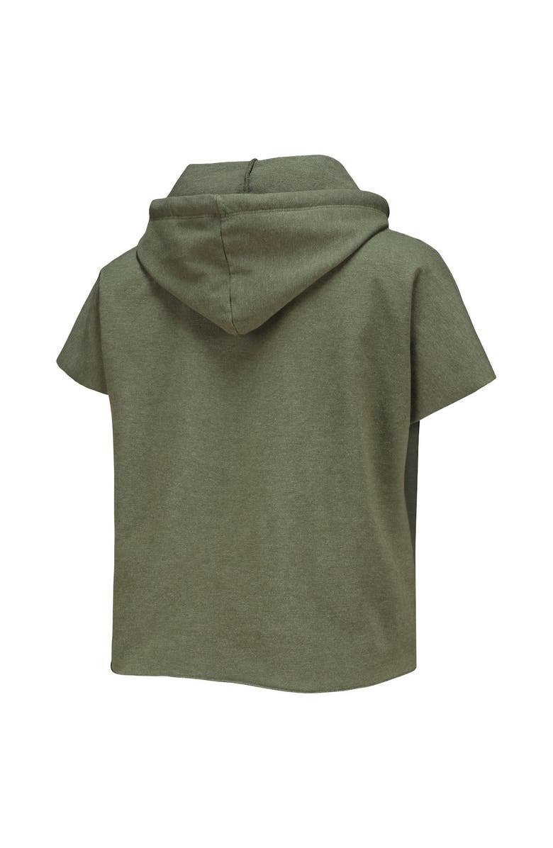 Retro Brand Women's Original Retro Brand Olive Florida Gators Cropped Tri-Blend Short Sleeve Pullover Hoodie, Alternate, color, 