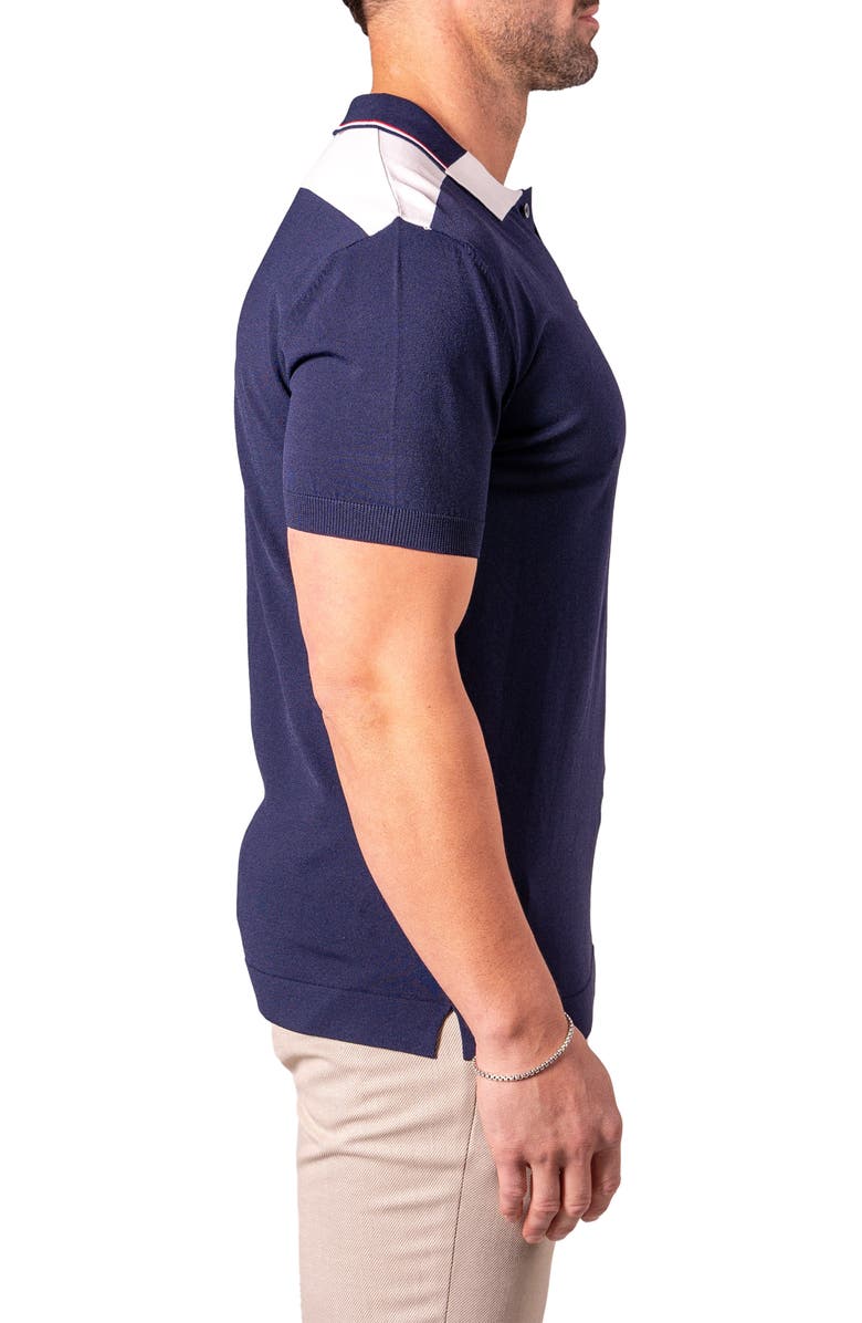 Maceoo Tipped Azure Colorblock Polo, Alternate, color, Blue