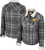 COLOSSEUM X WRANGLER Women's Colosseum x Wrangler Charcoal Michigan Wolverines Plaid Polar Fleece Button-Up Jacket