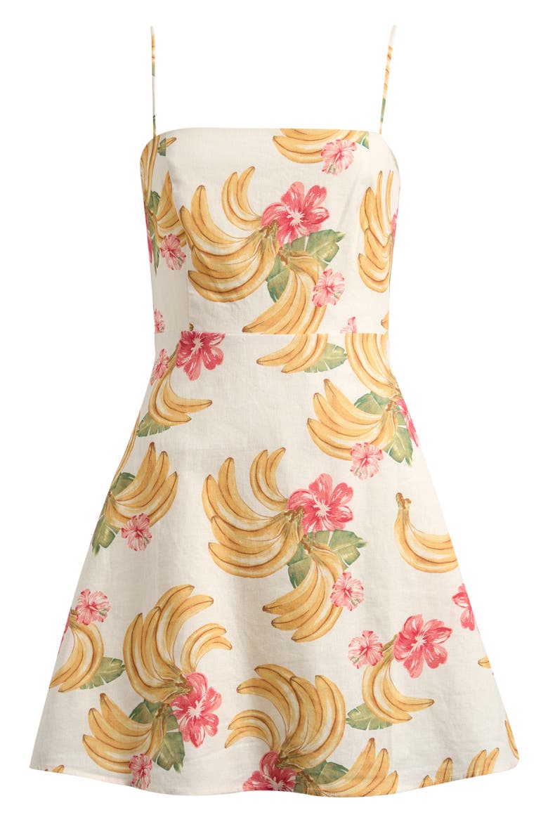 Havana Fruit Print Linen Blend Minidress, Alternate, color, CREAM BANANAS