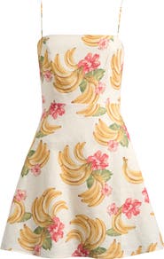 WAYF Havana Fruit Print Linen Blend Minidress