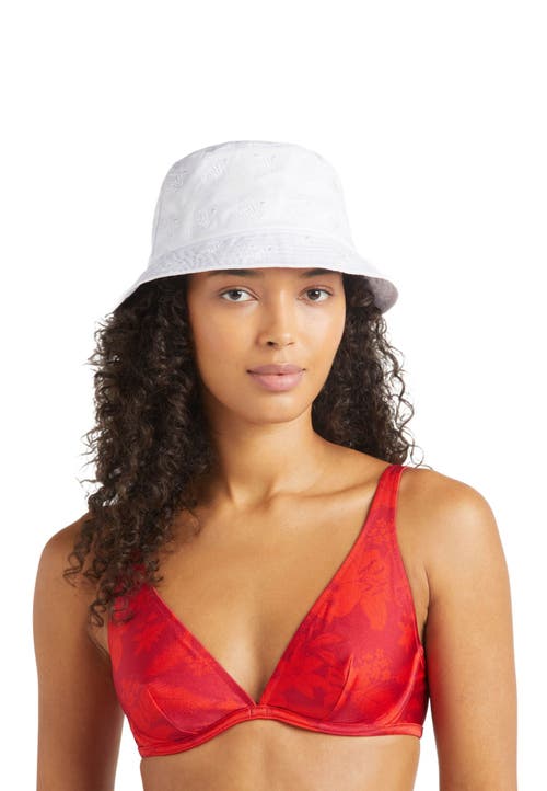 Vilebrequin Embroidered Bucket Hat Turtles All Over In Blanc