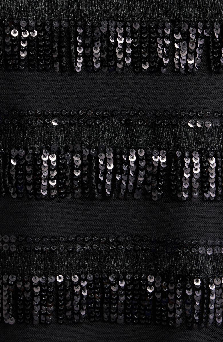 Anne Klein Sequin Fringe Illusion Top, Alternate, color, Anne Black