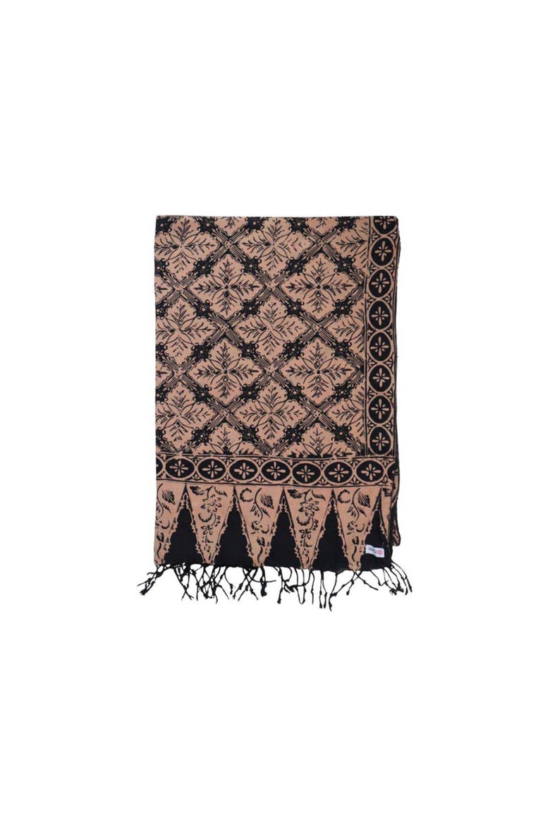 Handmade Batik Scarf, Alternate, color, Black Brown Harvest