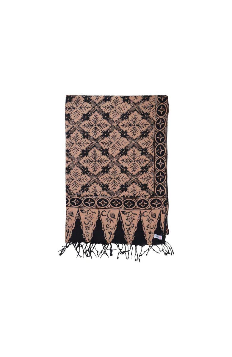Kasih Co-op Handmade Batik Scarf, Alternate, color, Black Brown Harvest