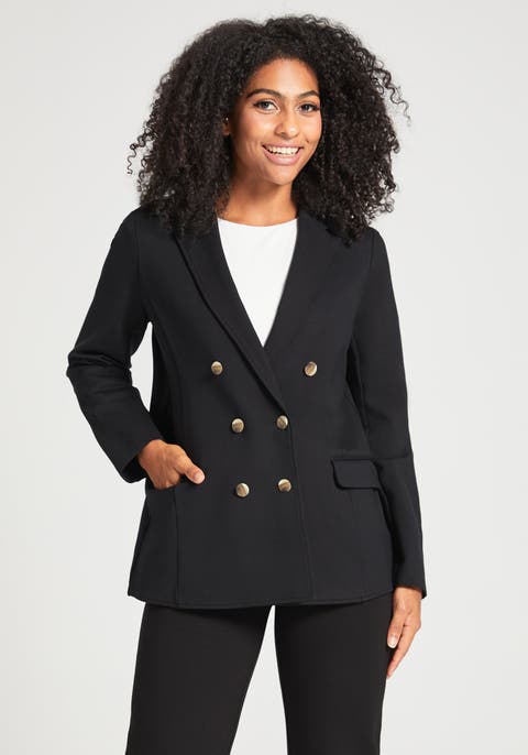 Double Breasted Blazer Stretch Ponte