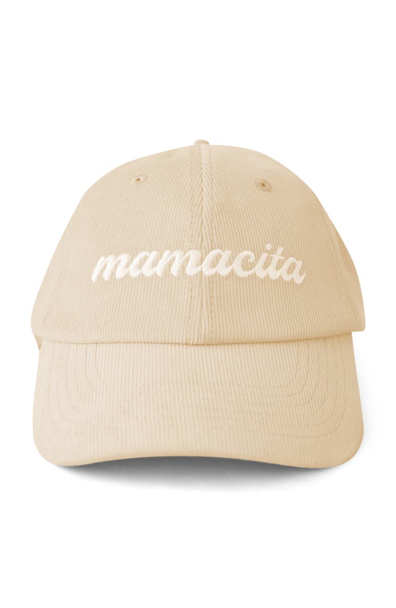Sunshine Studios Mamacita Embroidered Corduroy Baseball Hat, Main, color, Oat