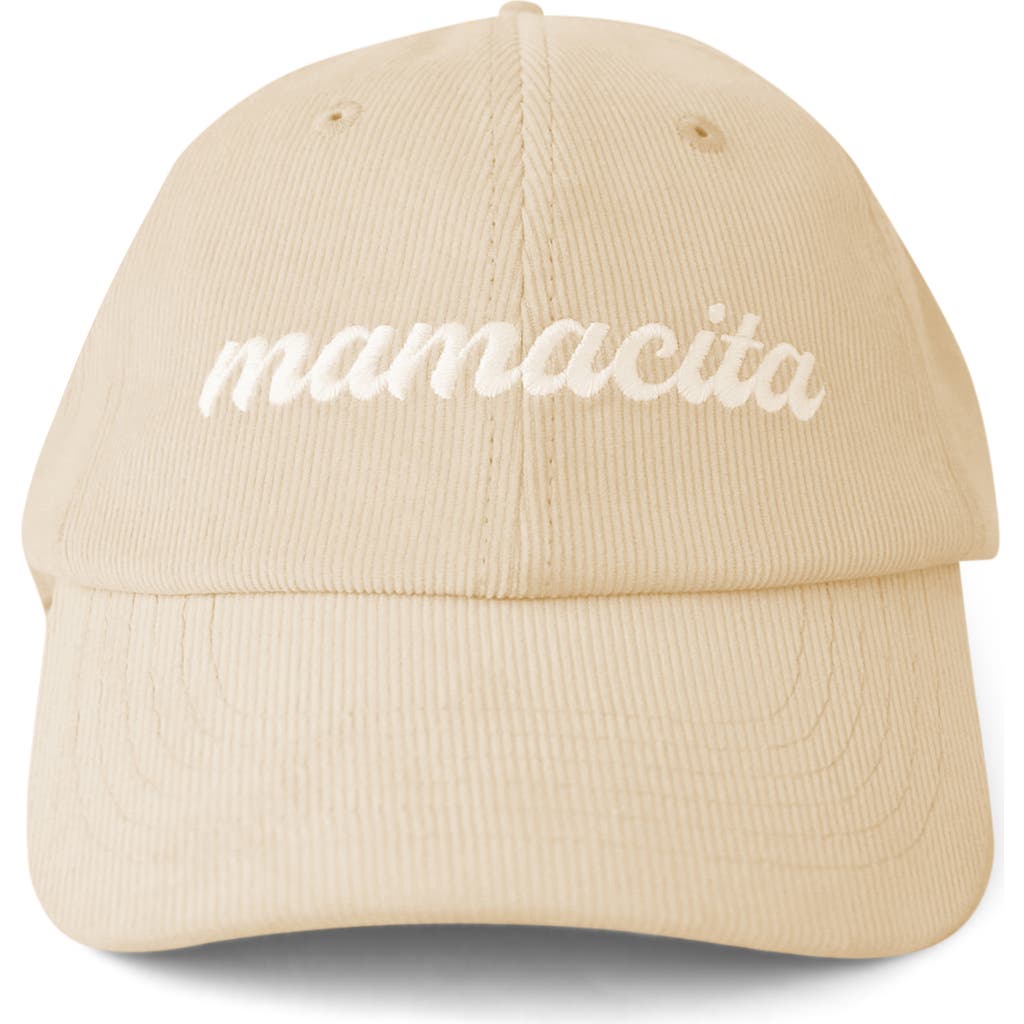 Sunshine Studios Mamacita Embroidered Corduroy Baseball Hat In Brown