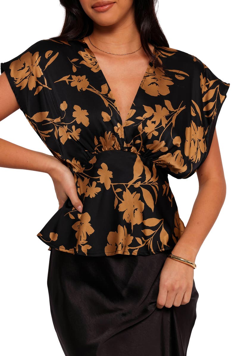 Petal & Pup Ricki Empire Waist Satin Top, Main, color,