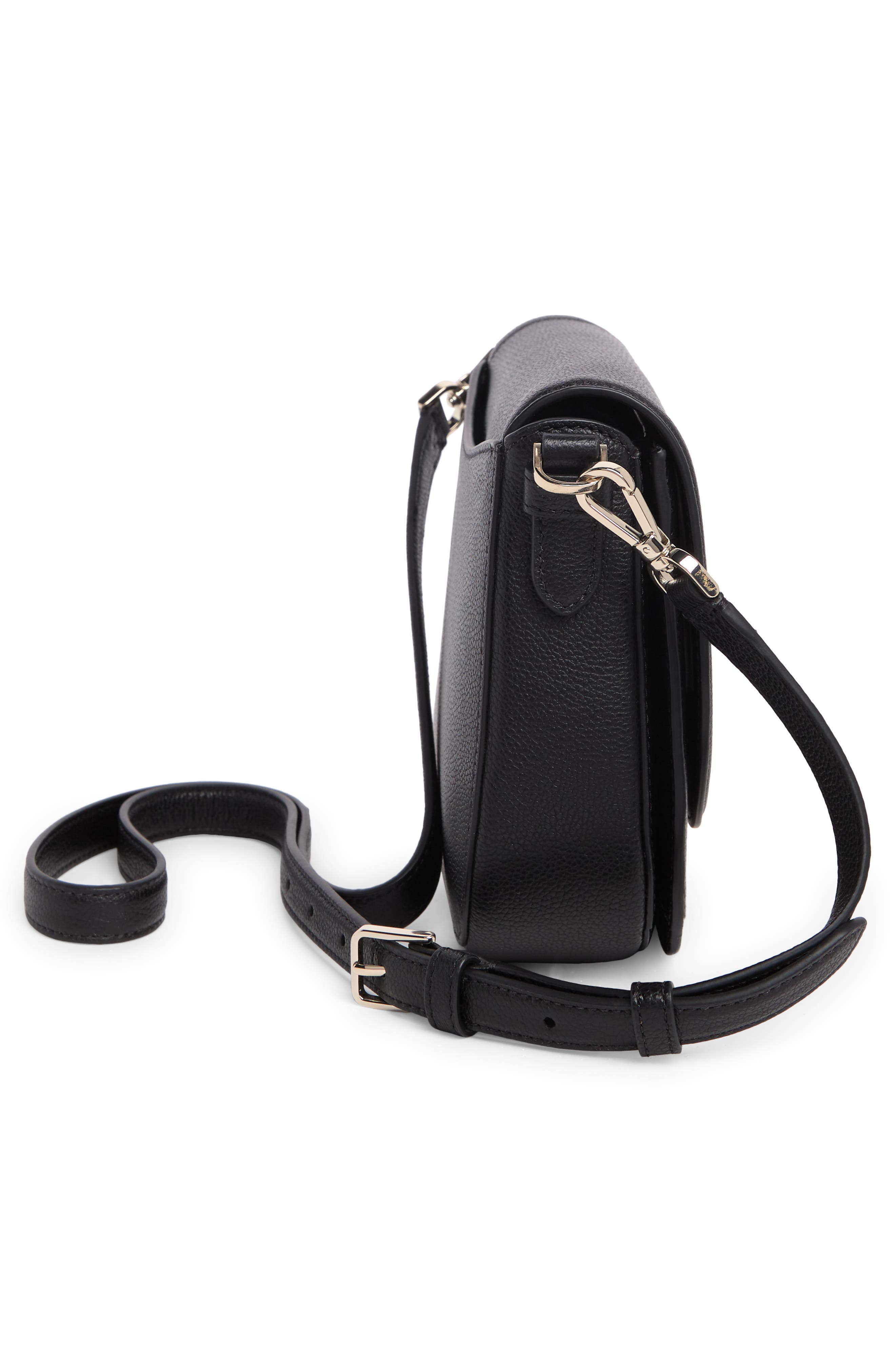 Kate Spade New York blake leather saddle bag, Alternate, color, Black