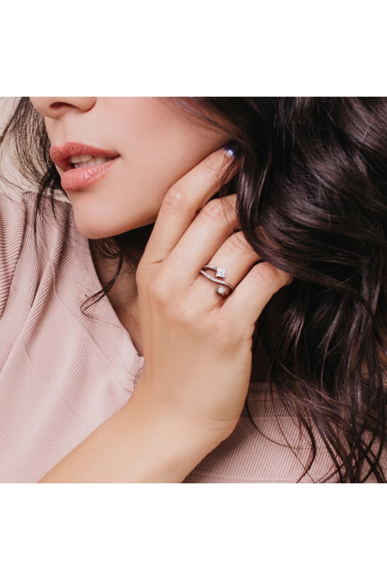 Lab-Grown Diamond 2-Stone Bypass Ring 14k, Alternate, color, White Gold