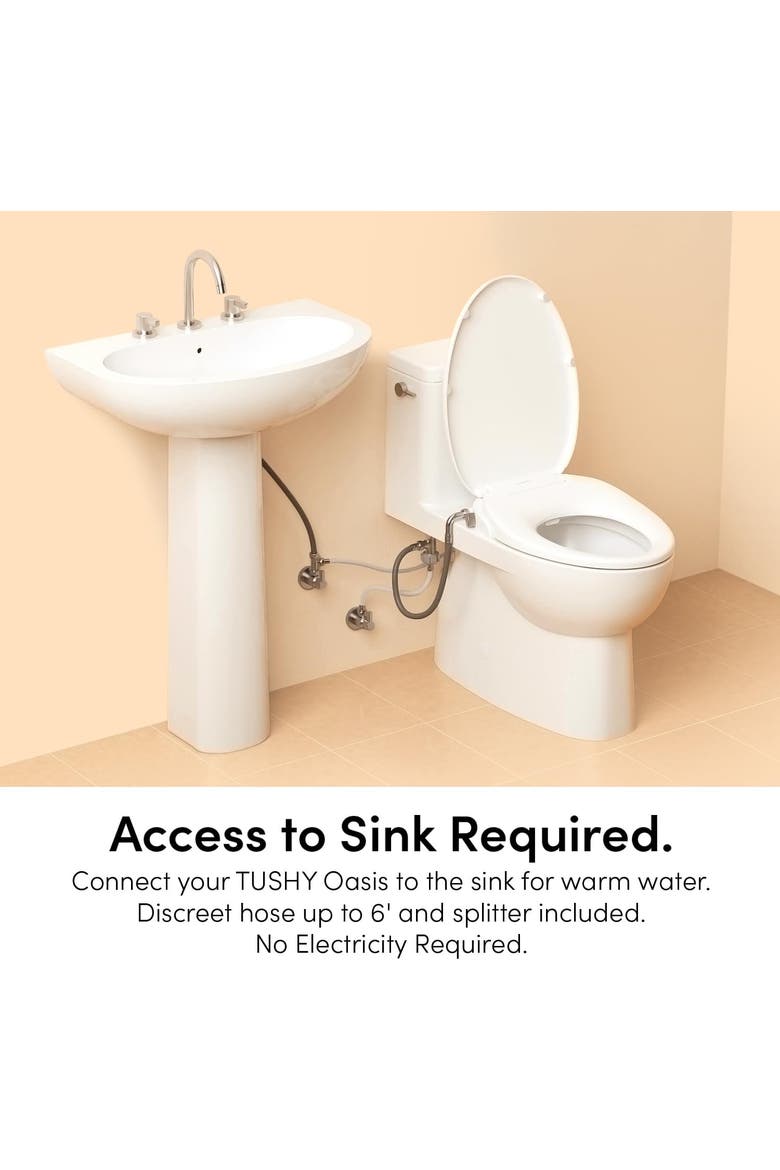 Oasis Non-Electric Bidet Toilet Seat, Alternate, color, Round Platinum