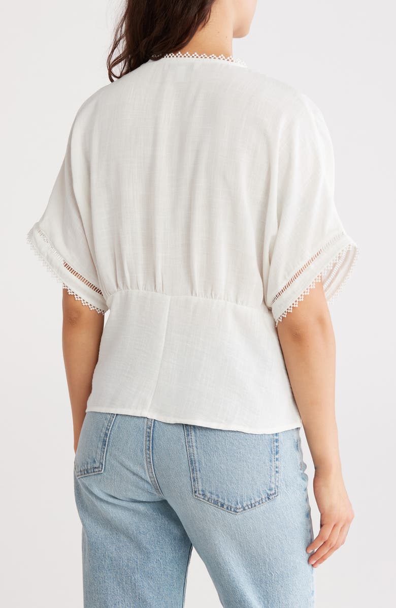 JASON WU V-Neck Elbow Sleeve Top, Alternate, color, Ivory