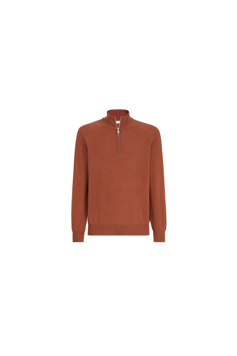 Mouliné cashmere sweater with half zip, Alternate, color, Grey