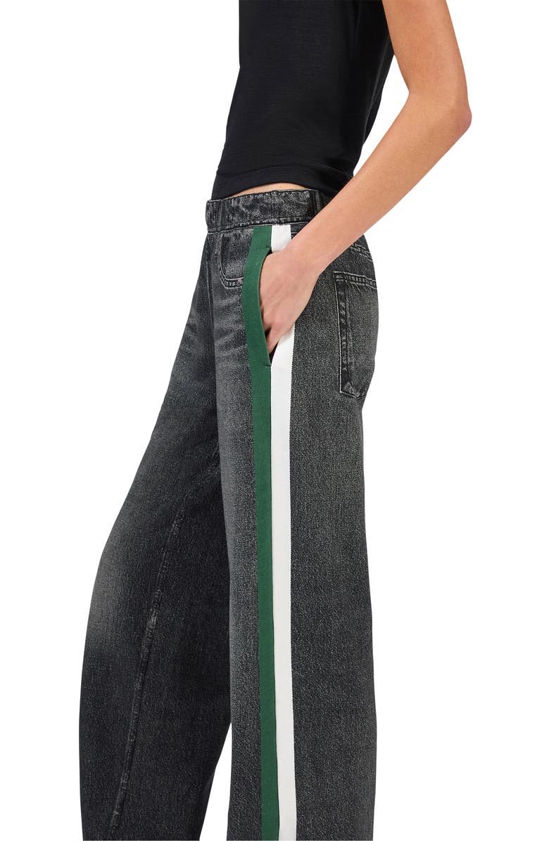 rag & bone rb Miramar Side Stripe High Waist Wide Leg Cotton Terry Sweatpant Track Pants, Alternate, color, Washed Black Green