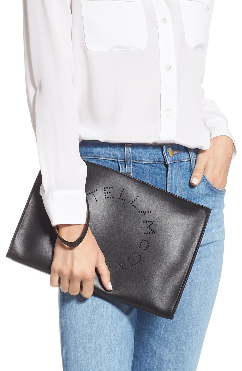 Stella McCartney Pochette Faux Leather Zip Pouch, Alternate, color,