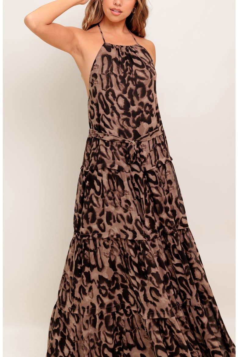 Leopard Print Scoop Neck Maxi Dress, Alternate, color, LEOPARD