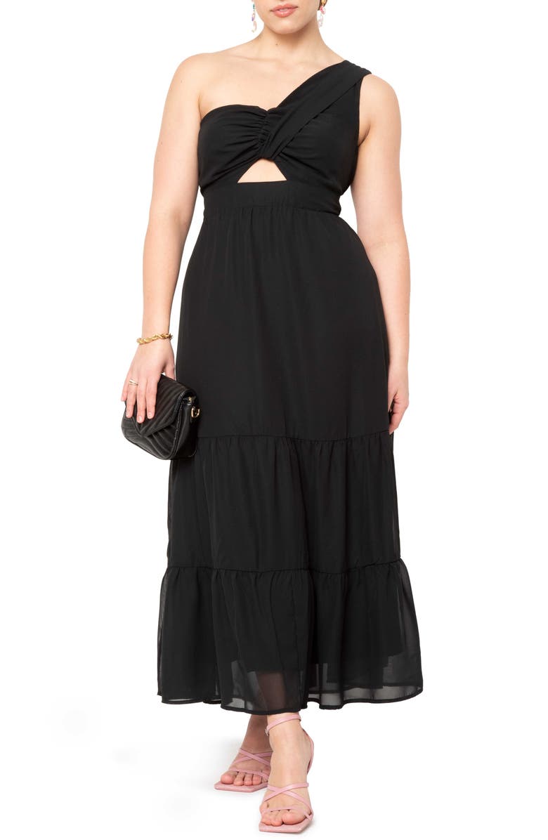 ELOQUII One-Shoulder Cutout Gown, Main, color,