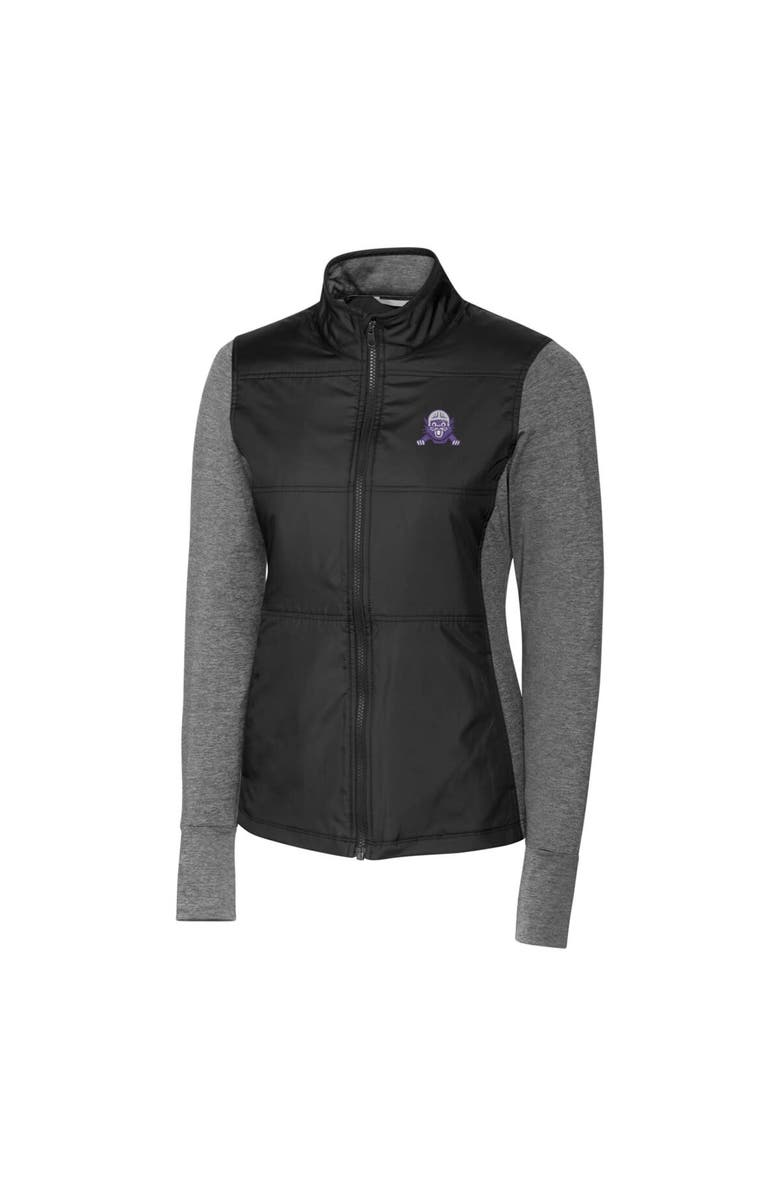 Cutter & Buck Women's Cutter & Buck Black Northwestern Wildcats Vault Stealth Hybrid Quilted Full-Zip Jacket, Alternate, color,