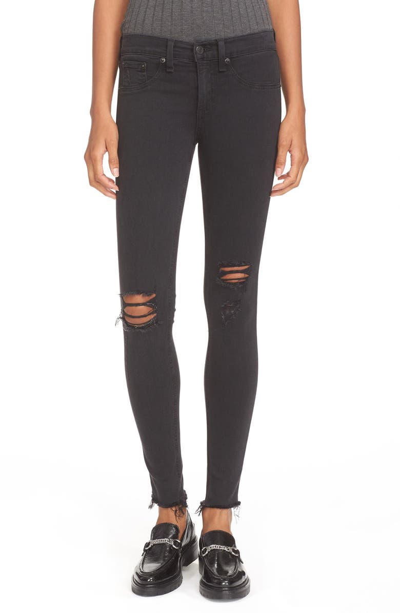 rag & bone/JEAN Ripped Denim Leggings, Alternate, color,