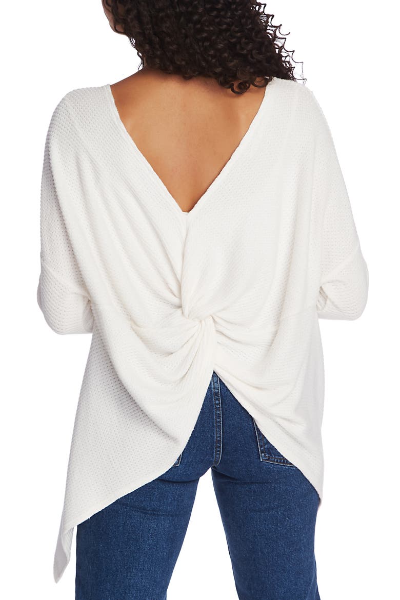 Knot Back Waffle Knit Top, Alternate, color, SOFT ECRU
