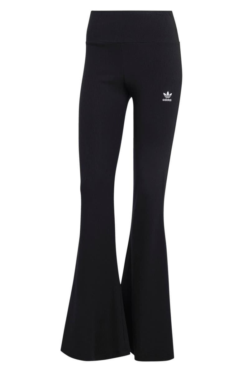 adidas Trefoil Essentials Rib Flare Leggings, Alternate, color, Black