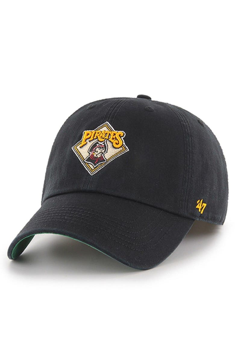 '47 Men's '47 Black Pittsburgh Pirates Cooperstown Collection Franchise Logo Fitted Hat, Main, color,