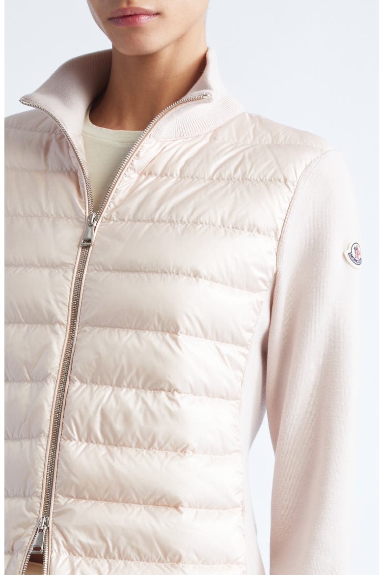 Wool Knit & Quilted Down Cardigan, Alternate, color, MOTHER OF PEARL