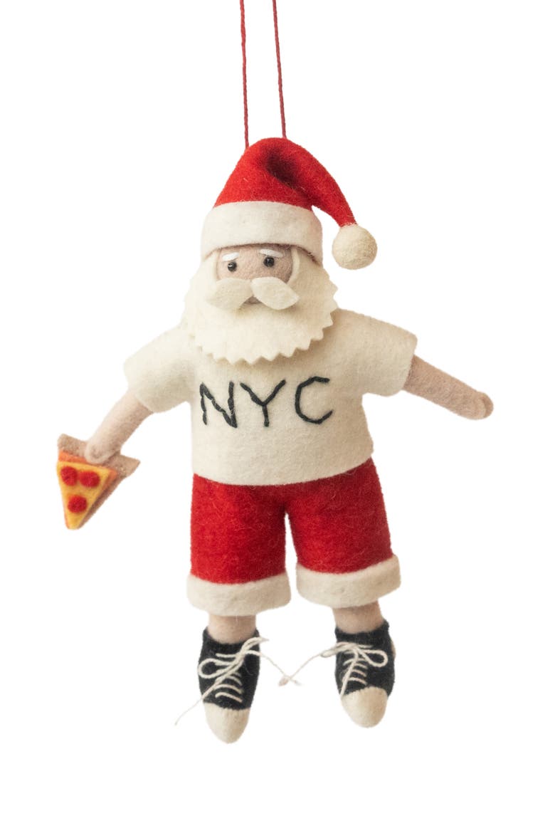 NYC Santa Ornament, Main, color, RED
