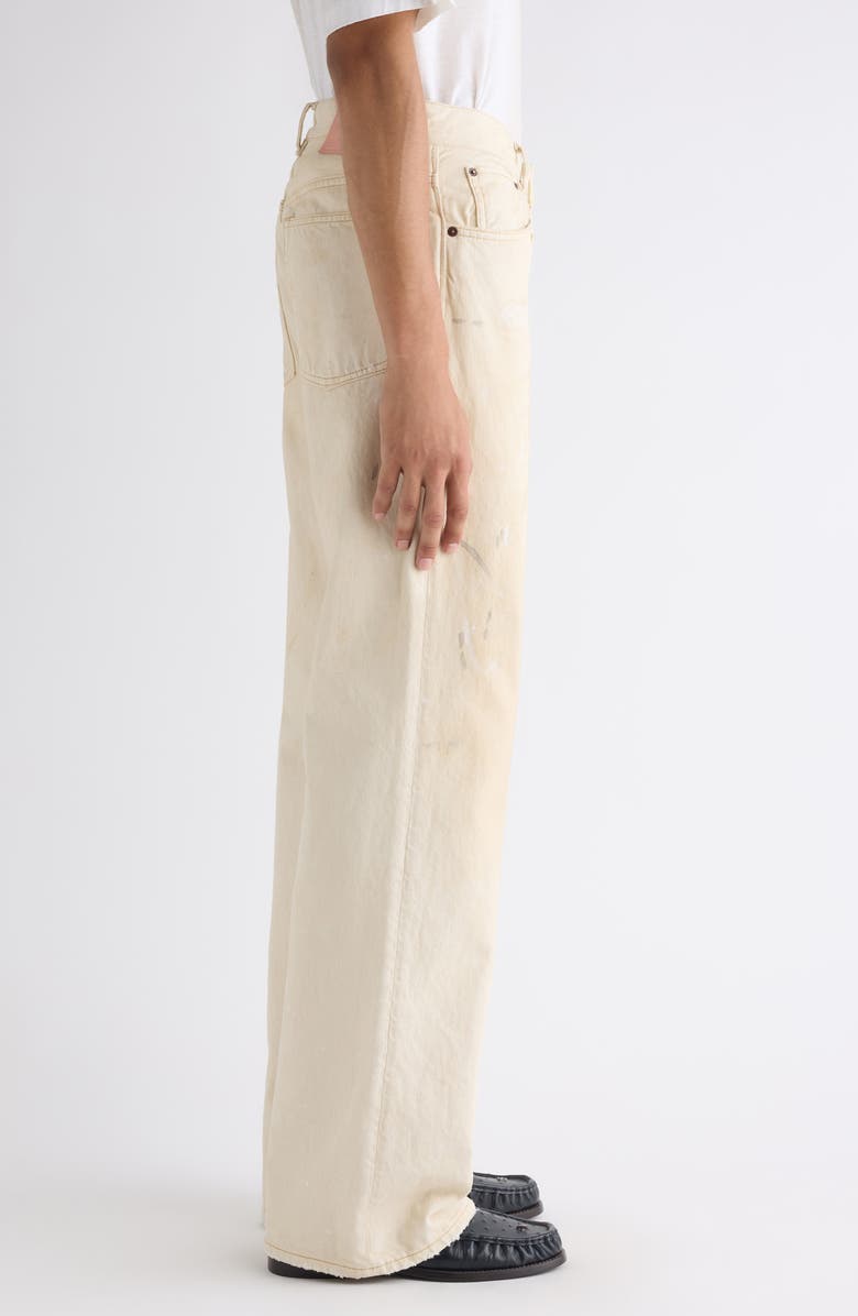 Acne Studios 2021M Trafalgar Paint Splattered Flare Jeans, Alternate, color, Off White