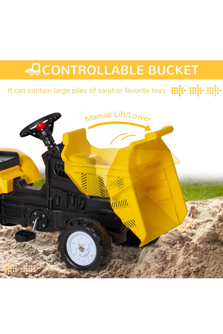 Kids Ride-On Excavator with Manual Bucket, Alternate, color, Yellow