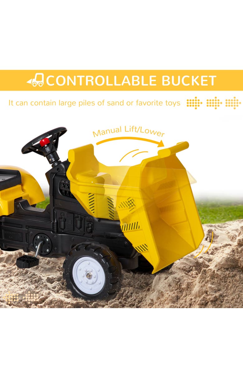 Aosom Kids Ride-On Excavator with Manual Bucket, Alternate, color, Yellow