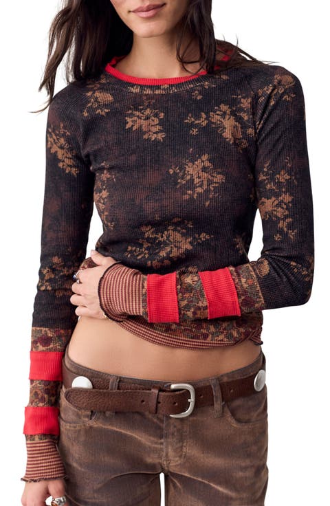 Easy Does It Floral Rib Stretch Cotton Top