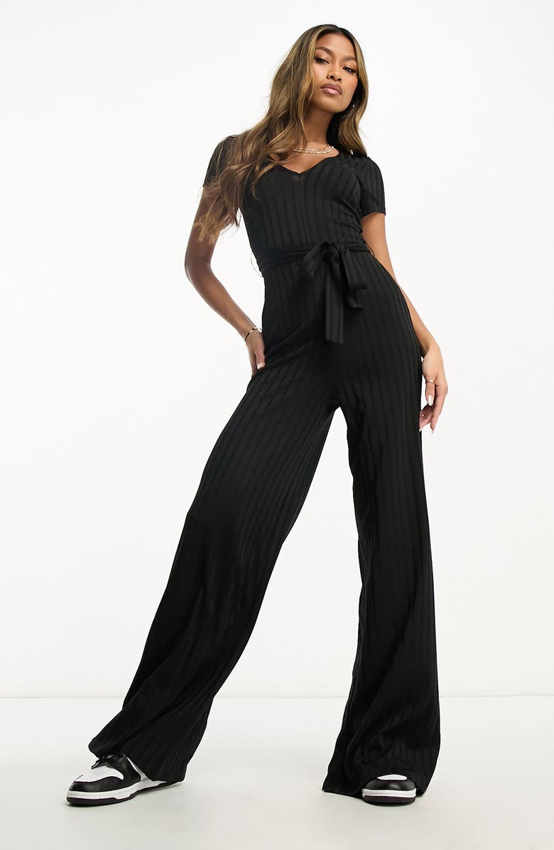 ASOS DESIGN Rib Jersey Wide Leg Jumpsuit, Main, color, 