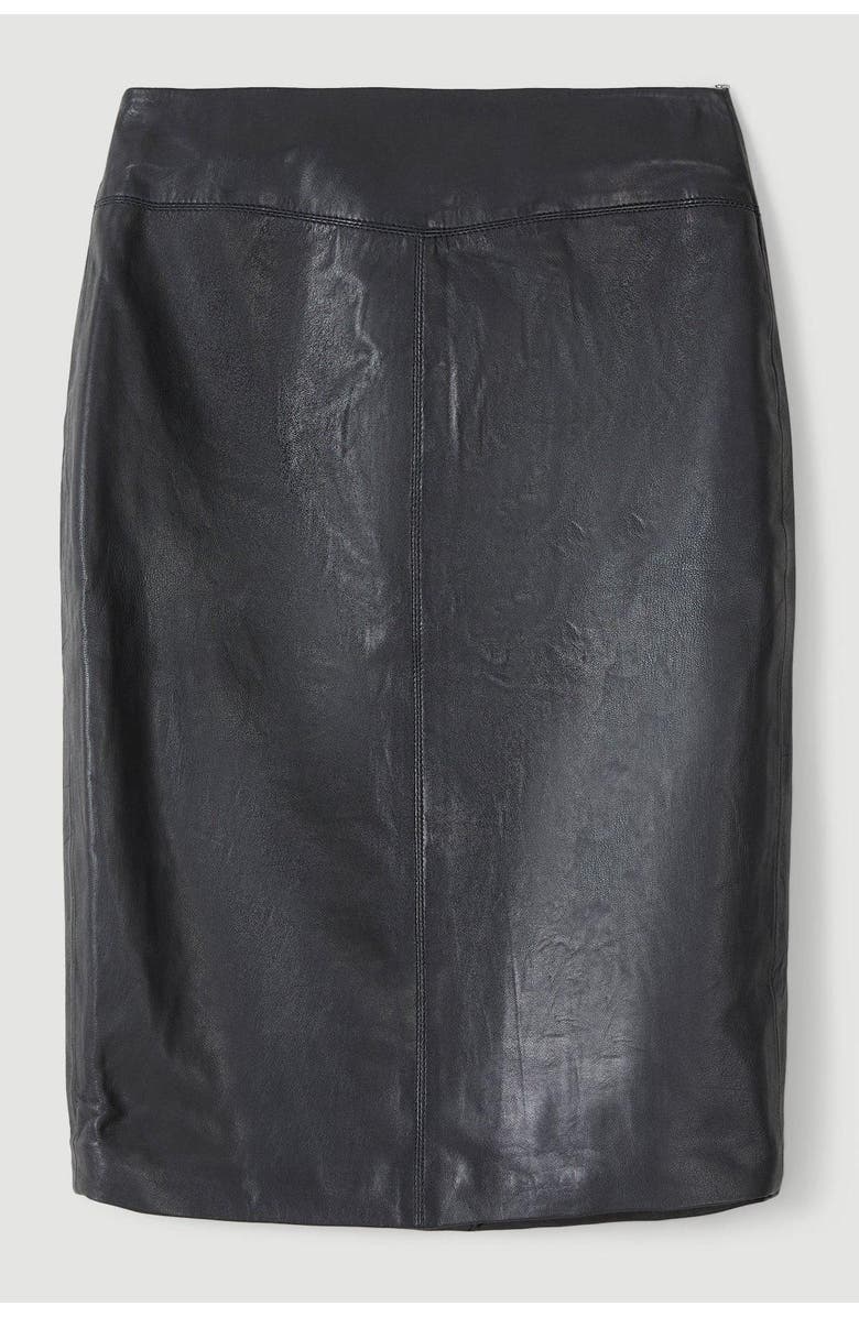 Karen Millen Leather Signature Pencil Skirt, Alternate, color, Black