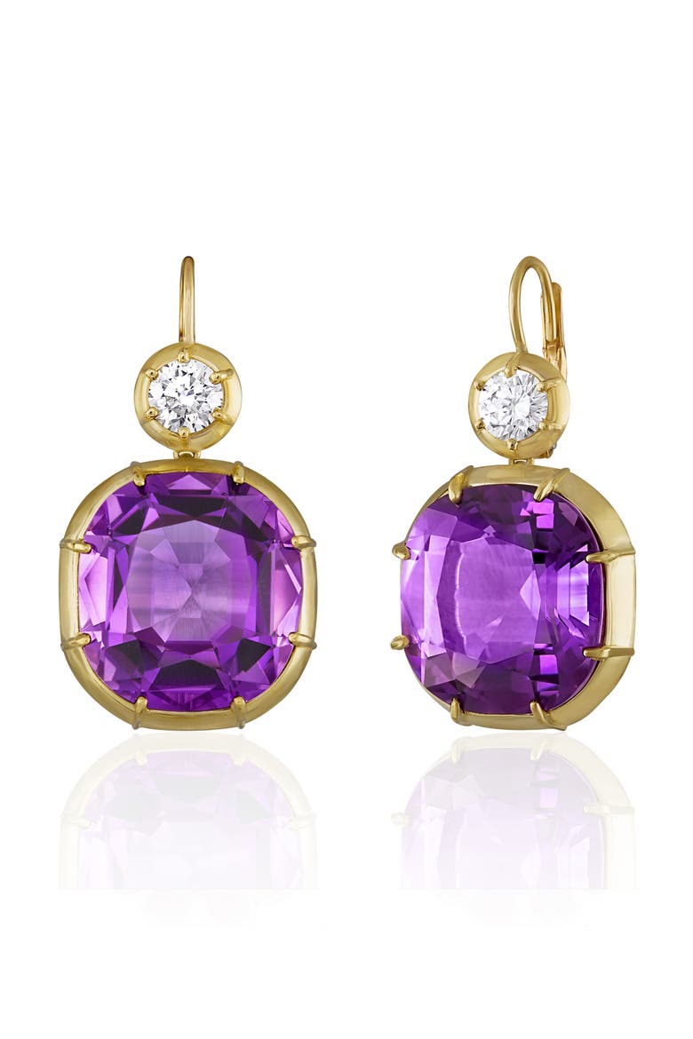 Imperial Amethyst & Diamond Drop Earrings, Main, color, AM 18KYG