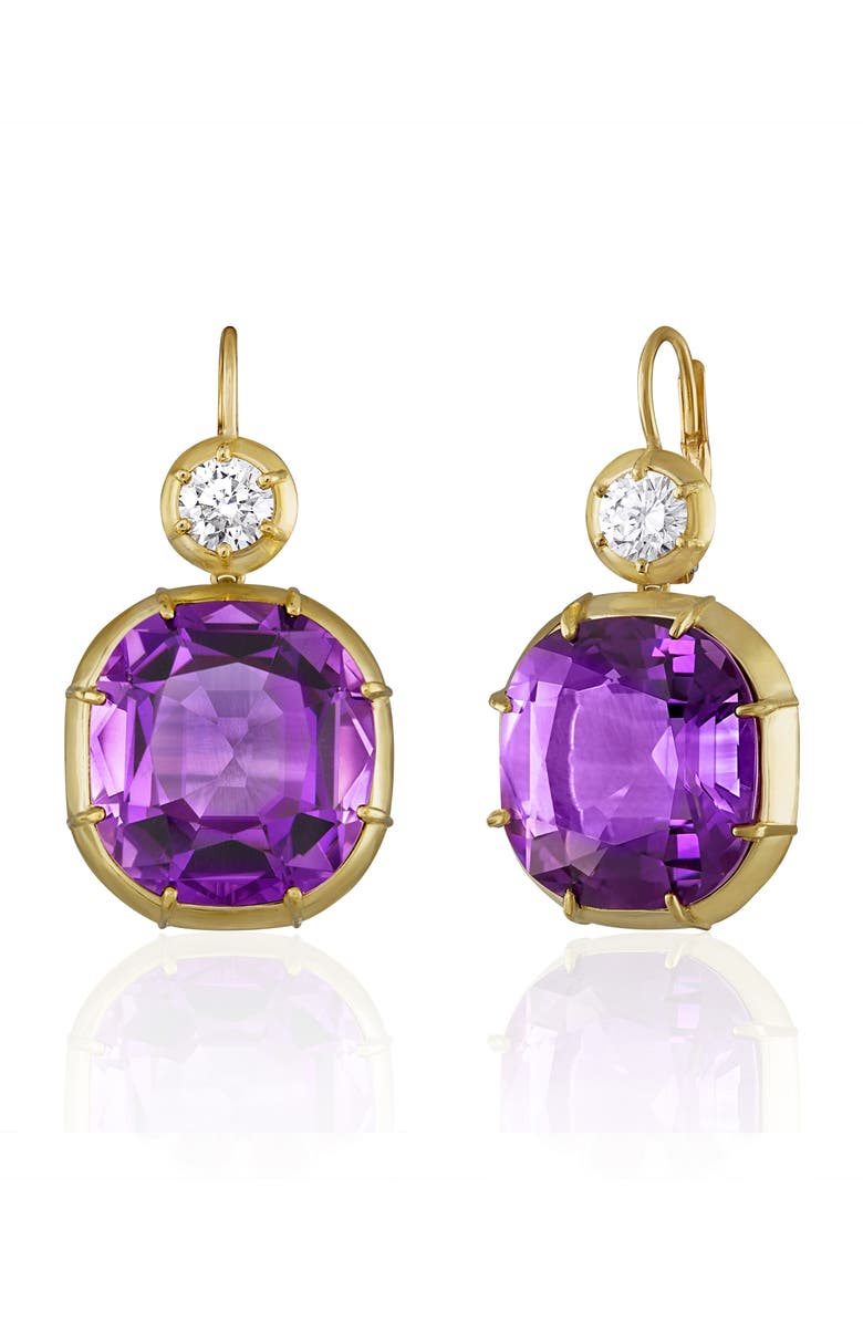 Mindi Mond Imperial Amethyst & Diamond Drop Earrings, Main, color, Gold/ Diamond/ Amethyst