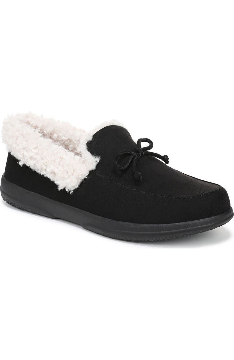 Vionic Claribel Faux Shearling Lined Slipper, Main, color, Black