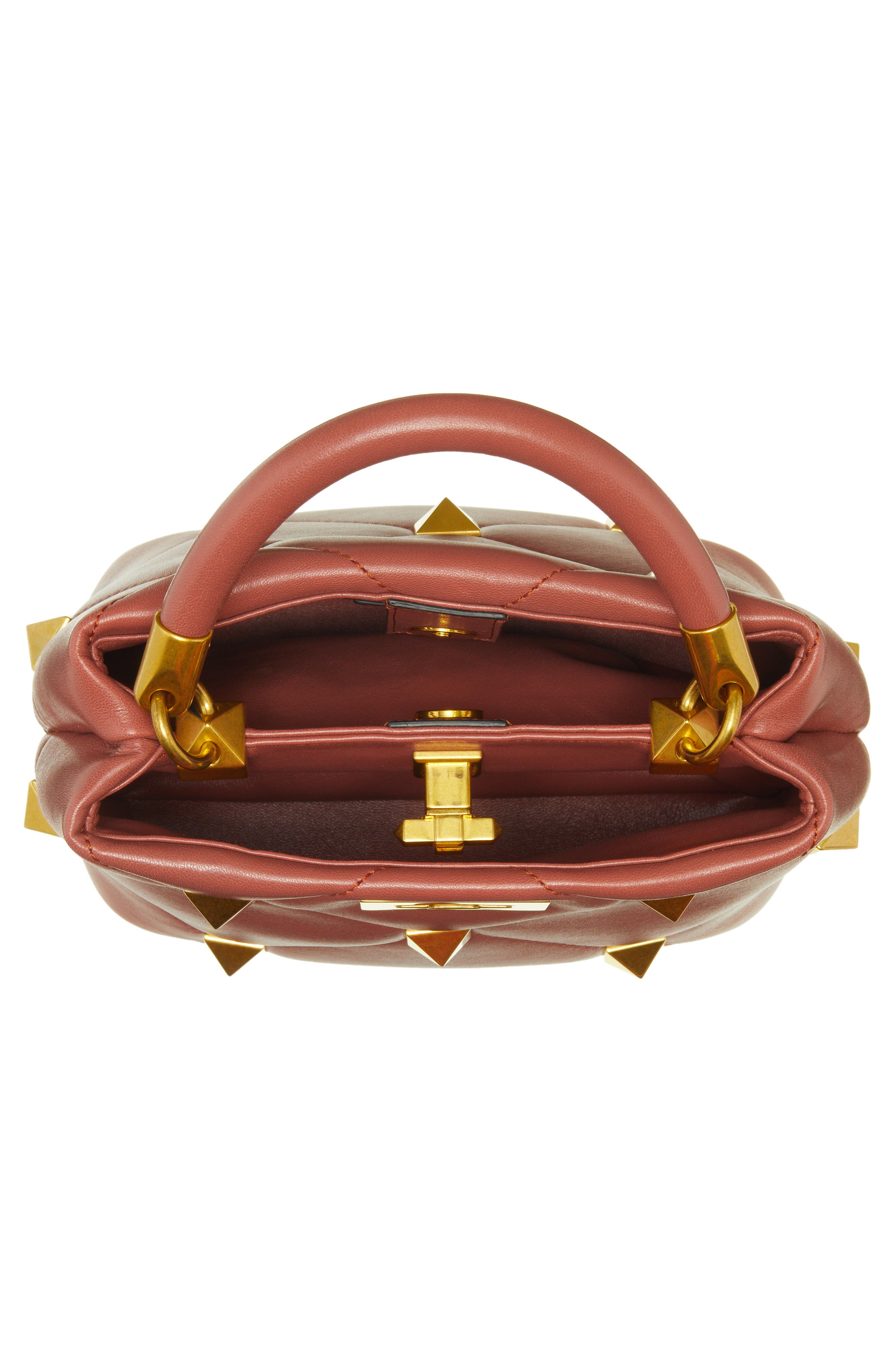 Valentino Garavani Roman Stud Quilted Leather Top Handle Bag, Alternate, color, 