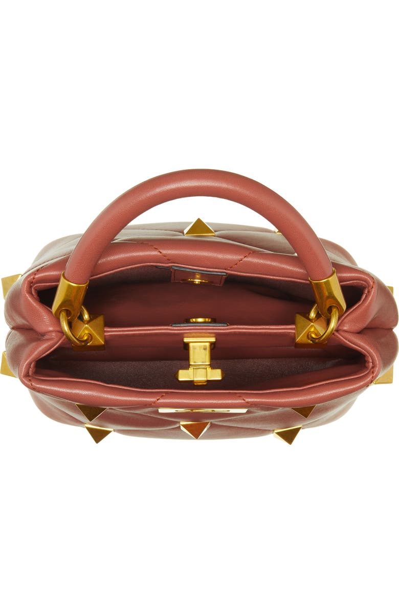 Valentino Garavani Roman Stud Quilted Leather Top Handle Bag, Alternate, color,