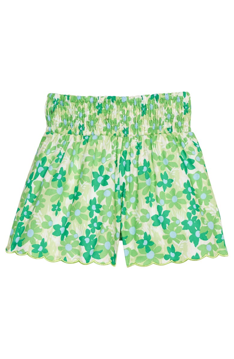 BISBY Kids' Shirred Scallop Shorts, Main, color, Greenspring Groovy Floral