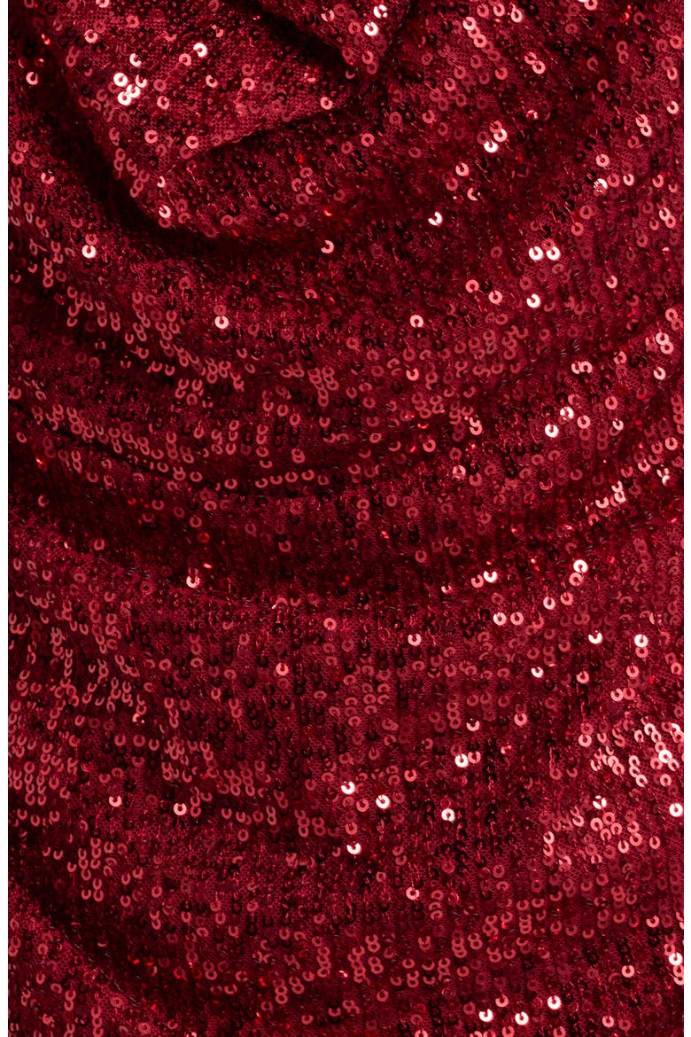 Sequin Cowl Neck Top, Alternate, color, TITIAN RED