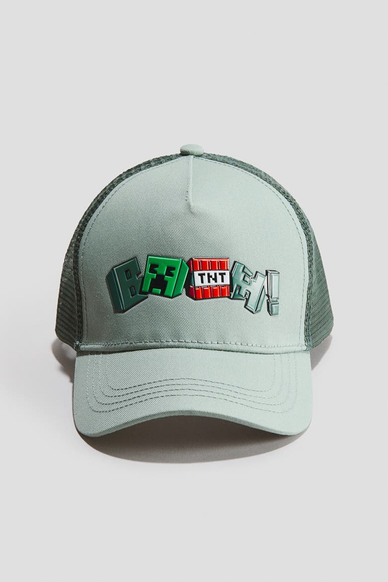 Trucker Cap With Motif, Main, color, Dusty green/Minecraft