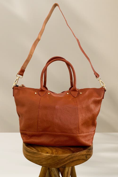 Pink Haley Ellie Handmade Leather Tote In Brown