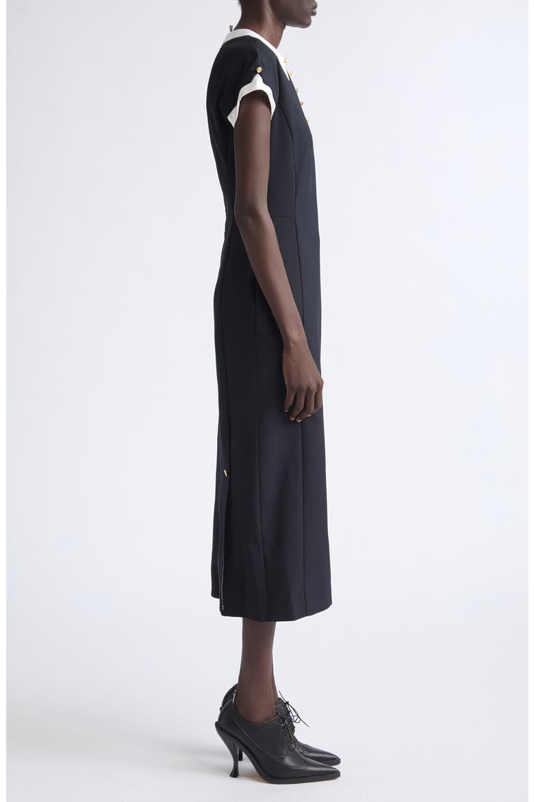 Trompe l'Oeil Polo Wool Hopsack Dress, Alternate, color, NAVY