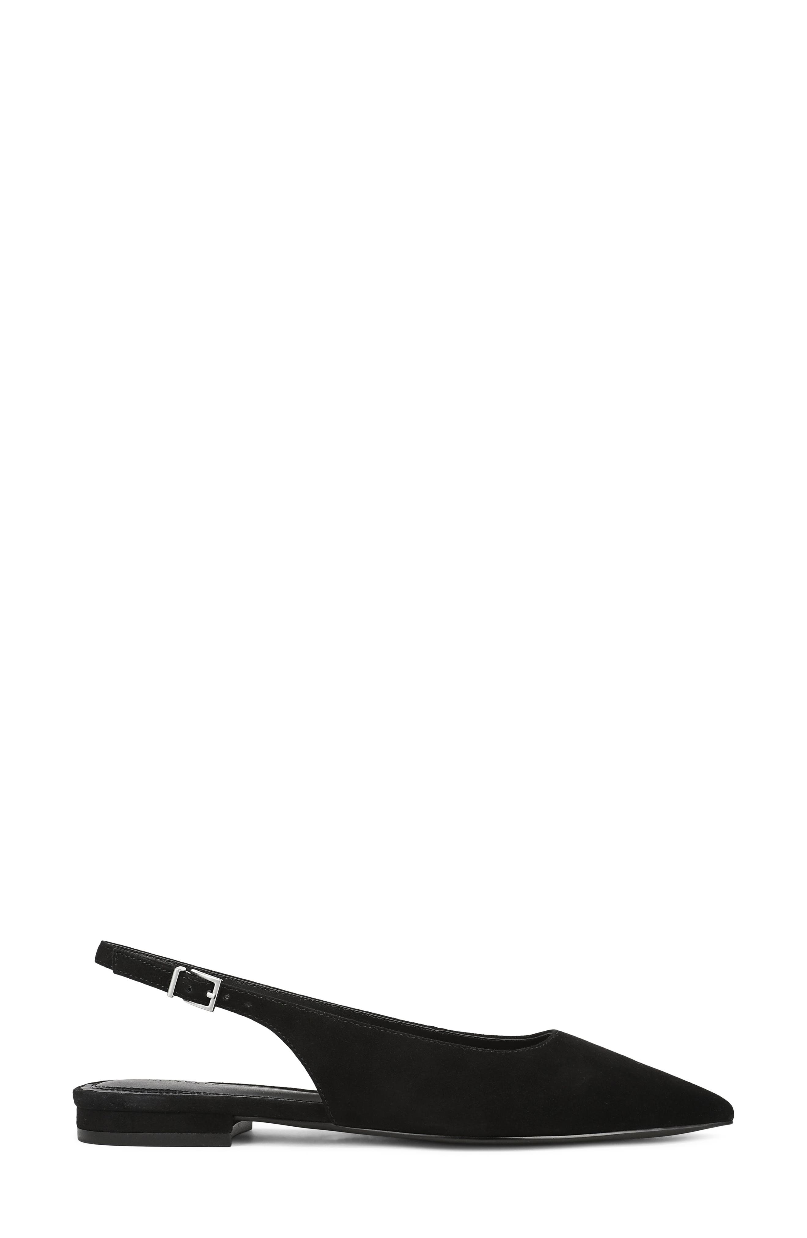 Selina Leather Slingback Flat, Alternate, color, BLACK