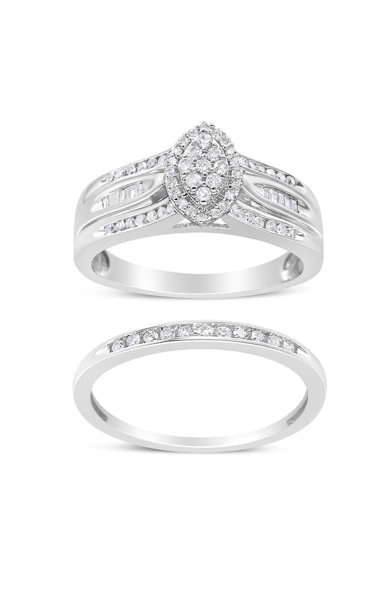 Haus of Brilliance Silver 1/2 Cttw Diamond Engagement Bridal Set, Main, color, White