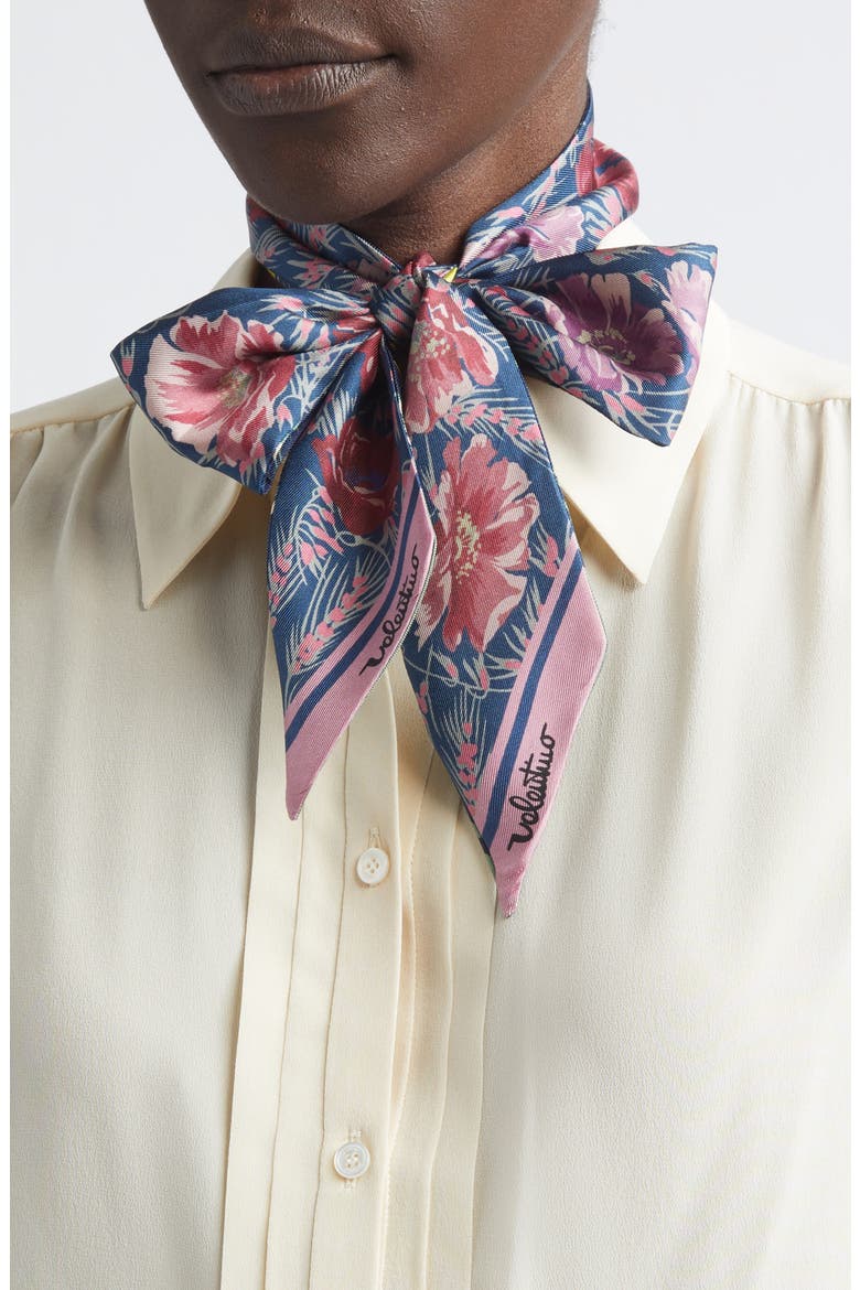 Apres L'Hiver Poppies Print Reversible Silk Skinny Scarf, Alternate, color, PINK MULTI
